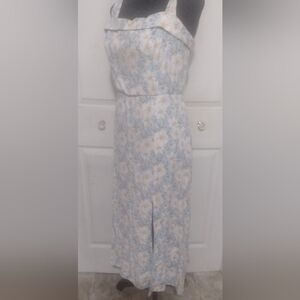 Trixxi Light Blue and Cream Floral Midi Dress Sz LG junior